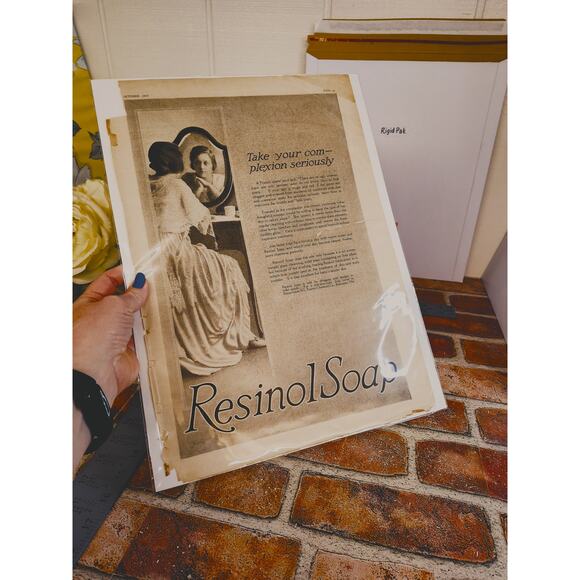 1918 Resinol Soap Woman at Vanity Beauty‎ Routine Original Vtg PRINT AD - Picture 3 of 12